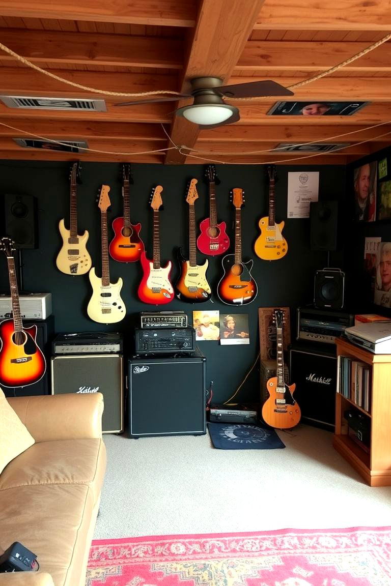 Music Themed Man Cave - 24 Man Cave Design Ideas
