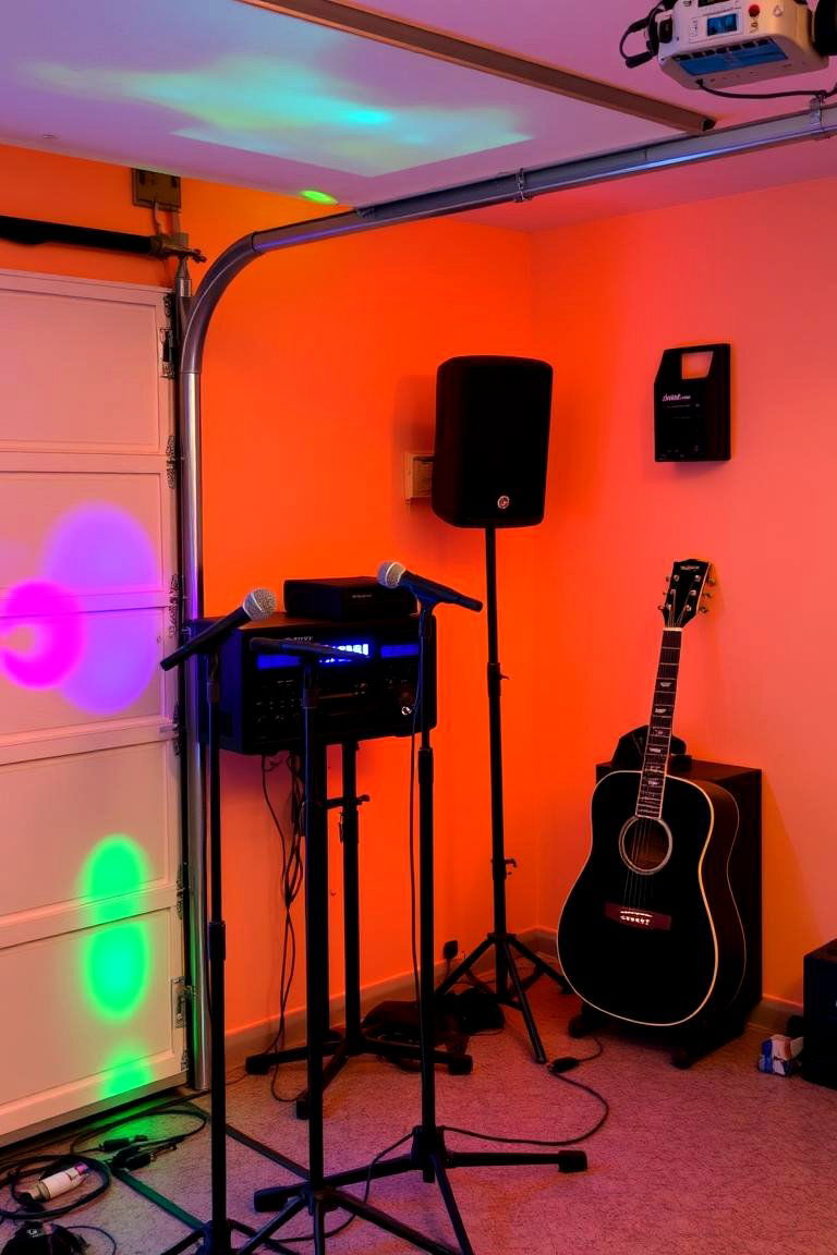 Music and Karaoke Corner - 24 Garage Game Room Ideas