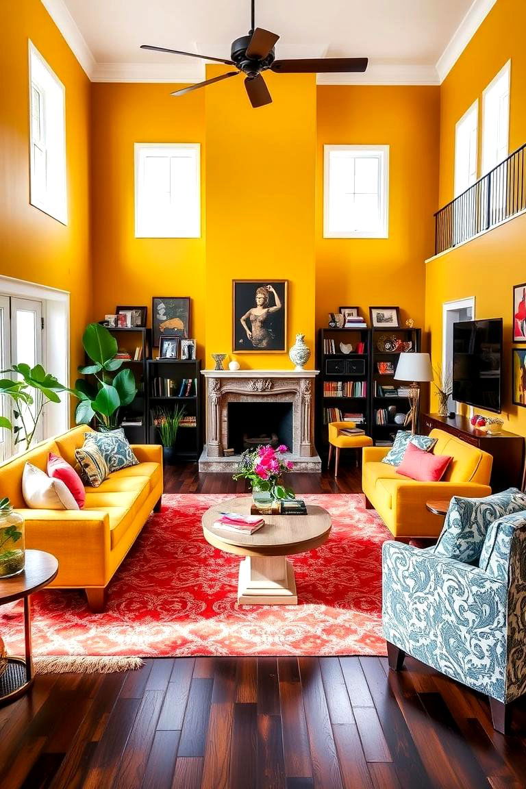 Mustard Yellow and Dark Wood - 24 Floor and Wall Color Ideas