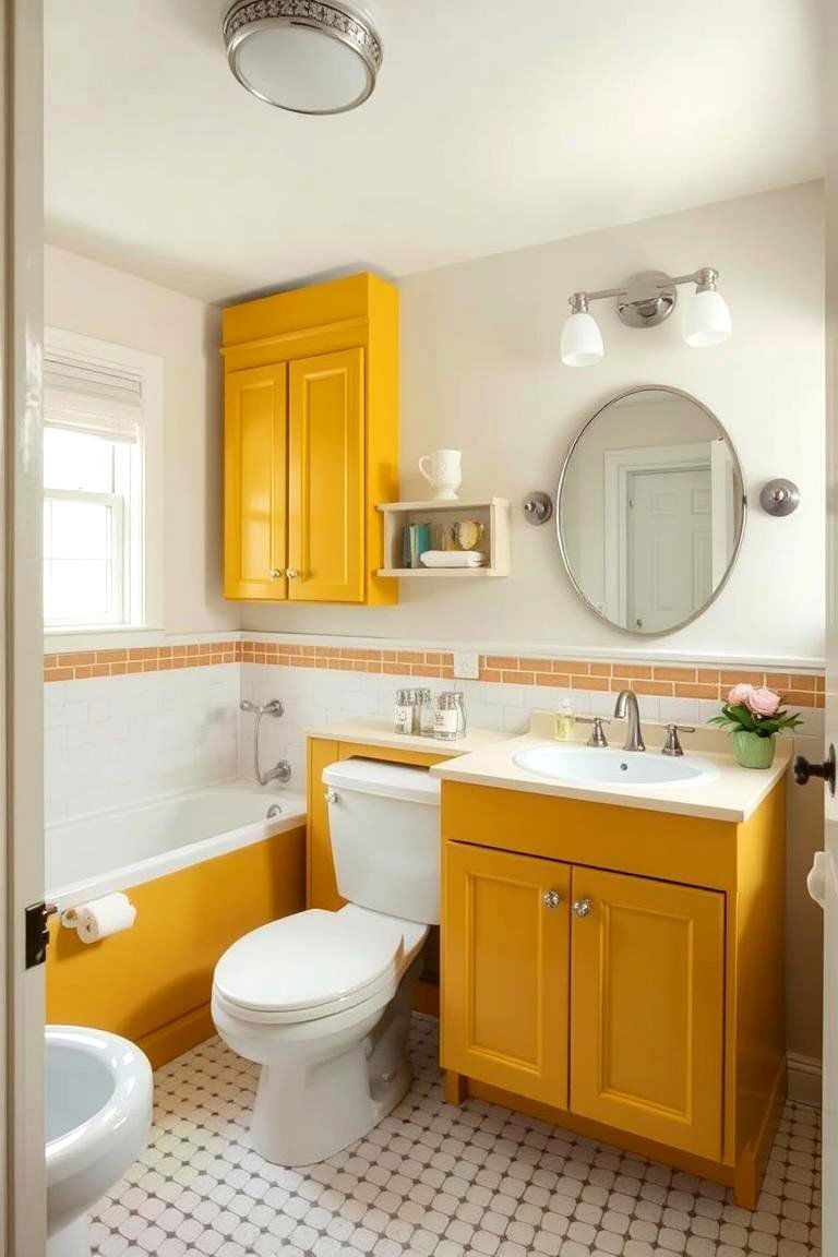 Mustard Yellow - 24 Bathroom Cabinet Color Ideas