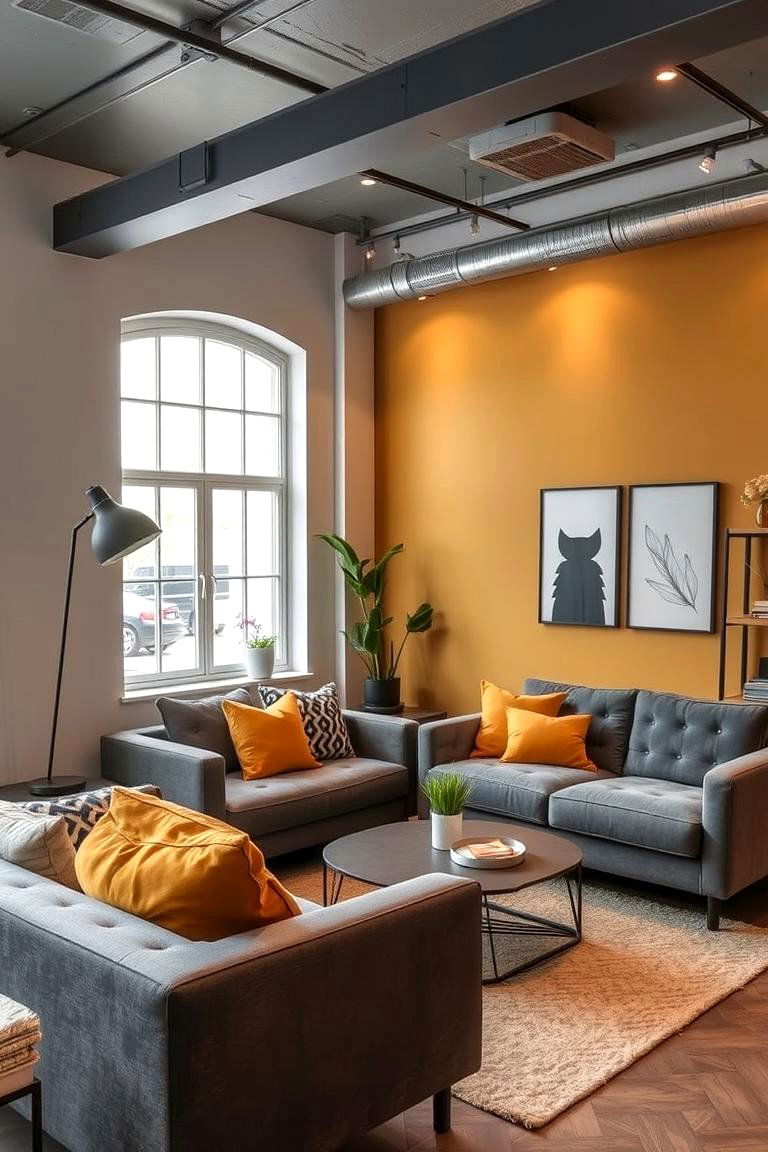 Mustard and Gray Urban Chic - 24 Two Colour Combination for Living Room