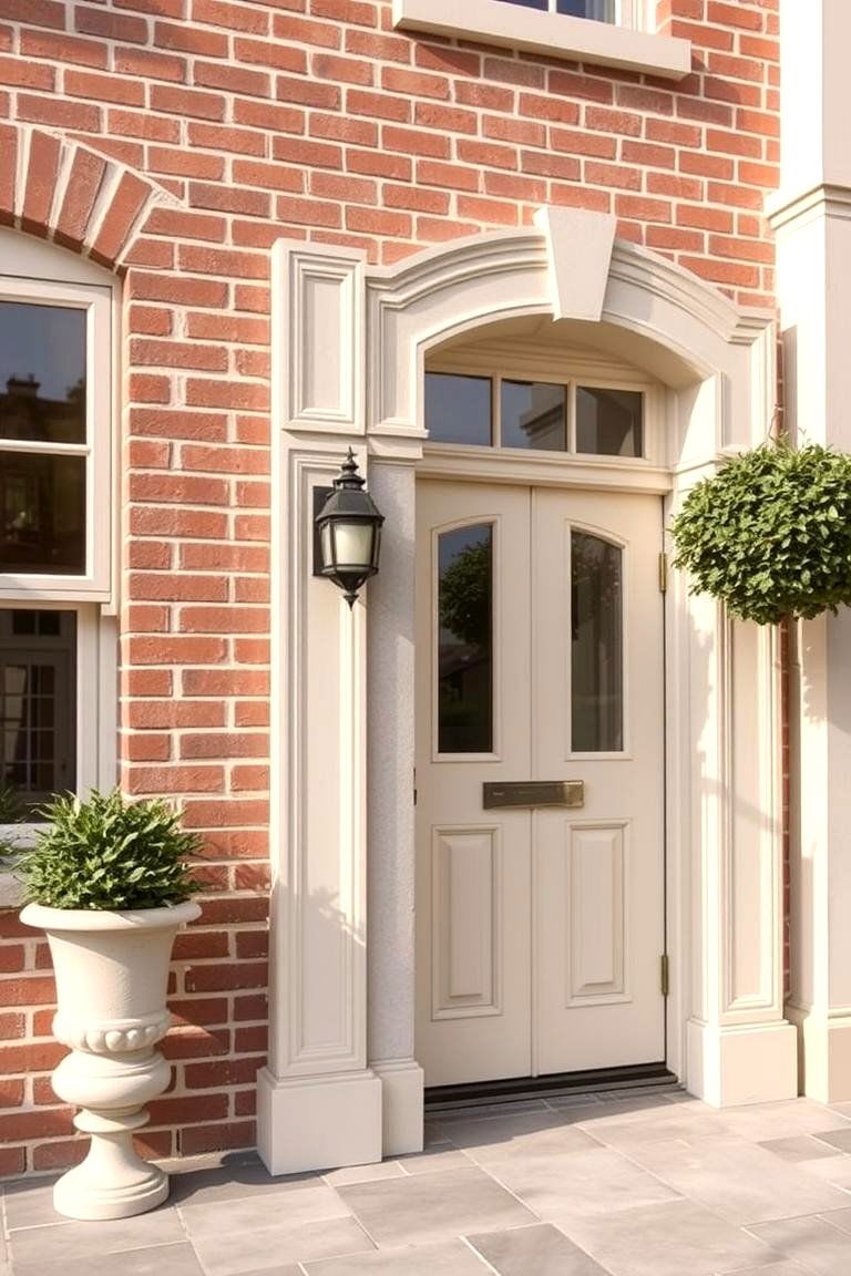 Muted Mauve Brick with Creamy Beige Details - 24 Exterior Brick and Paint Color Combinations