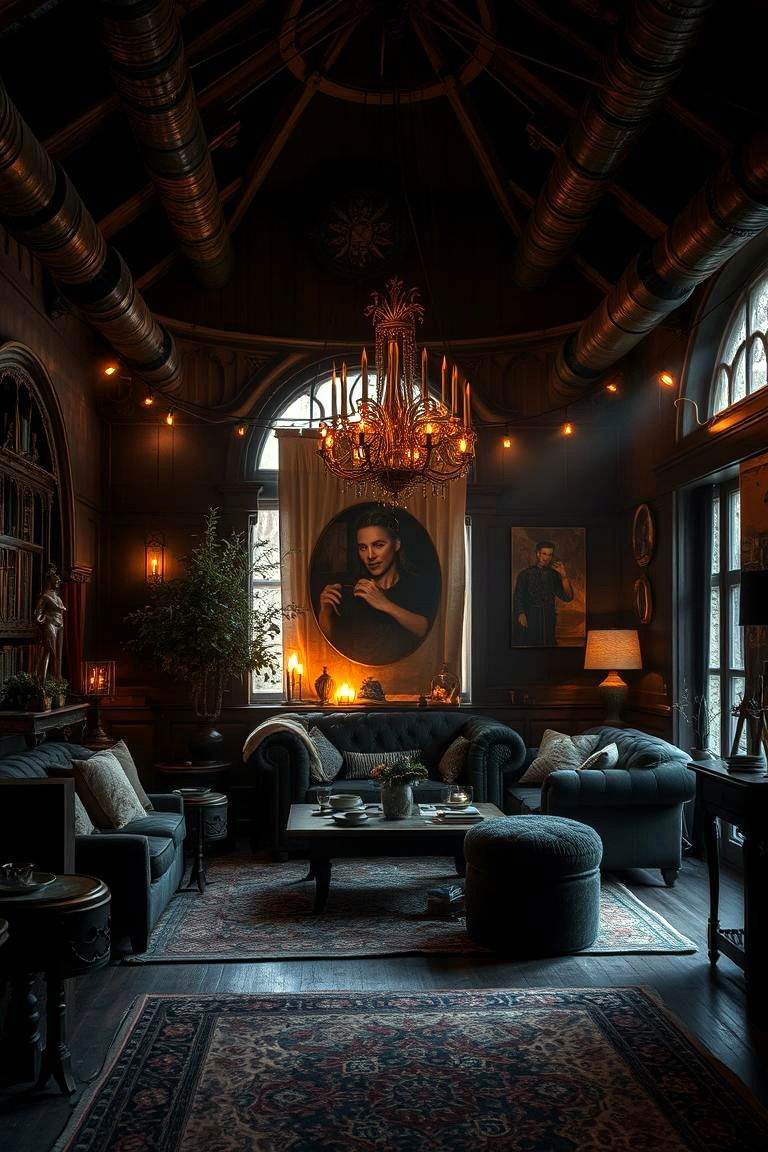 Mystic Obsidian Ambiance - 24 Dark Living Room Ideas