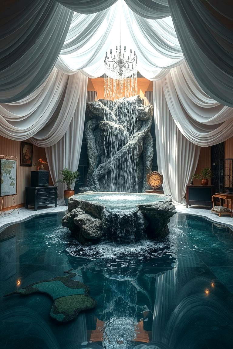 Mystic Waterfall Feature - 24 Underwater Mermaid Bedroom Ideas