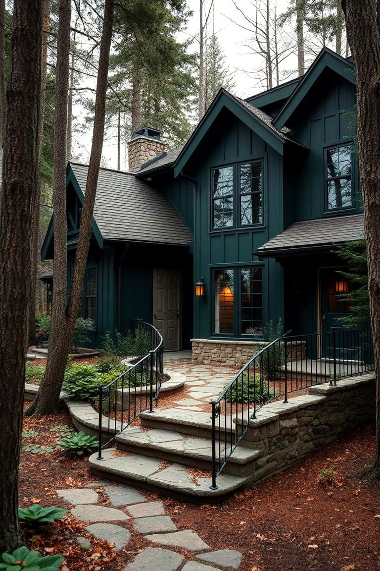 Mystic Woodland - 24 Dark Green Exterior Paint Color Schemes