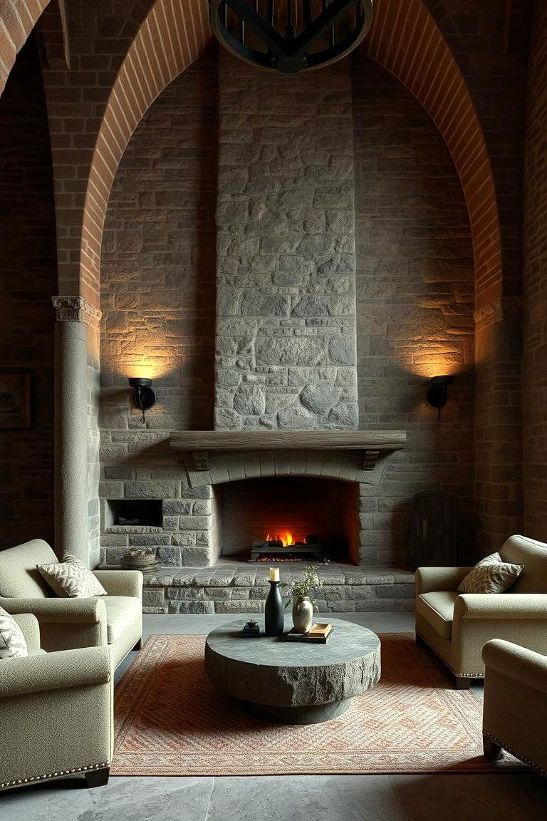 Mystical Stone Accents - 24 Gothic Living Room Ideas