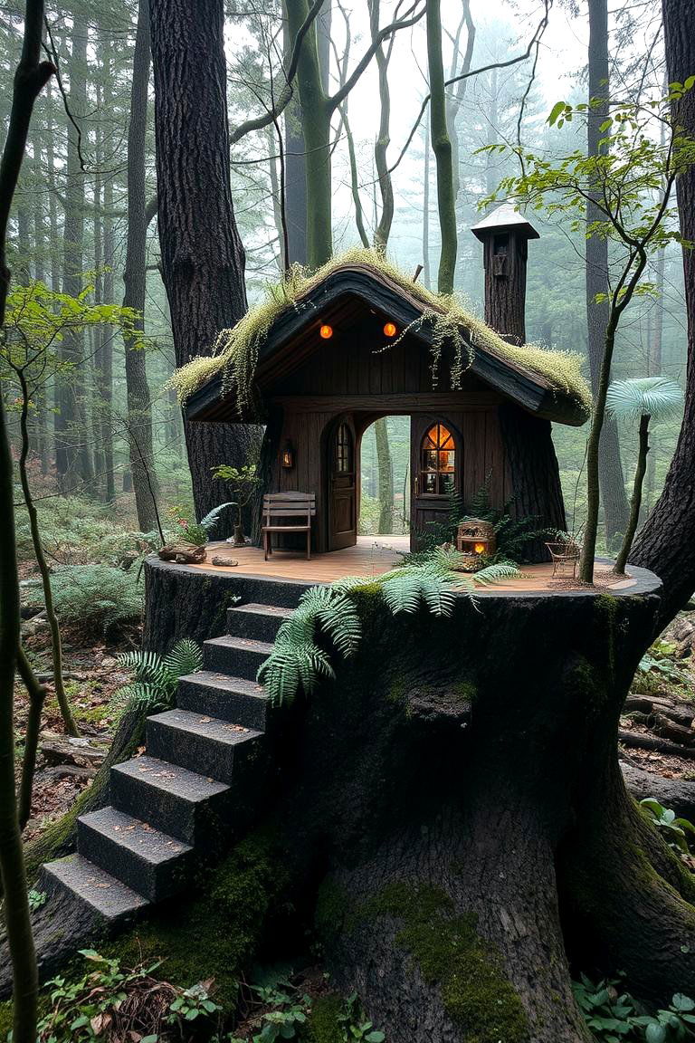 Mystical Woodland Retreat - 24 Tree Stump Fairy Garden Ideas