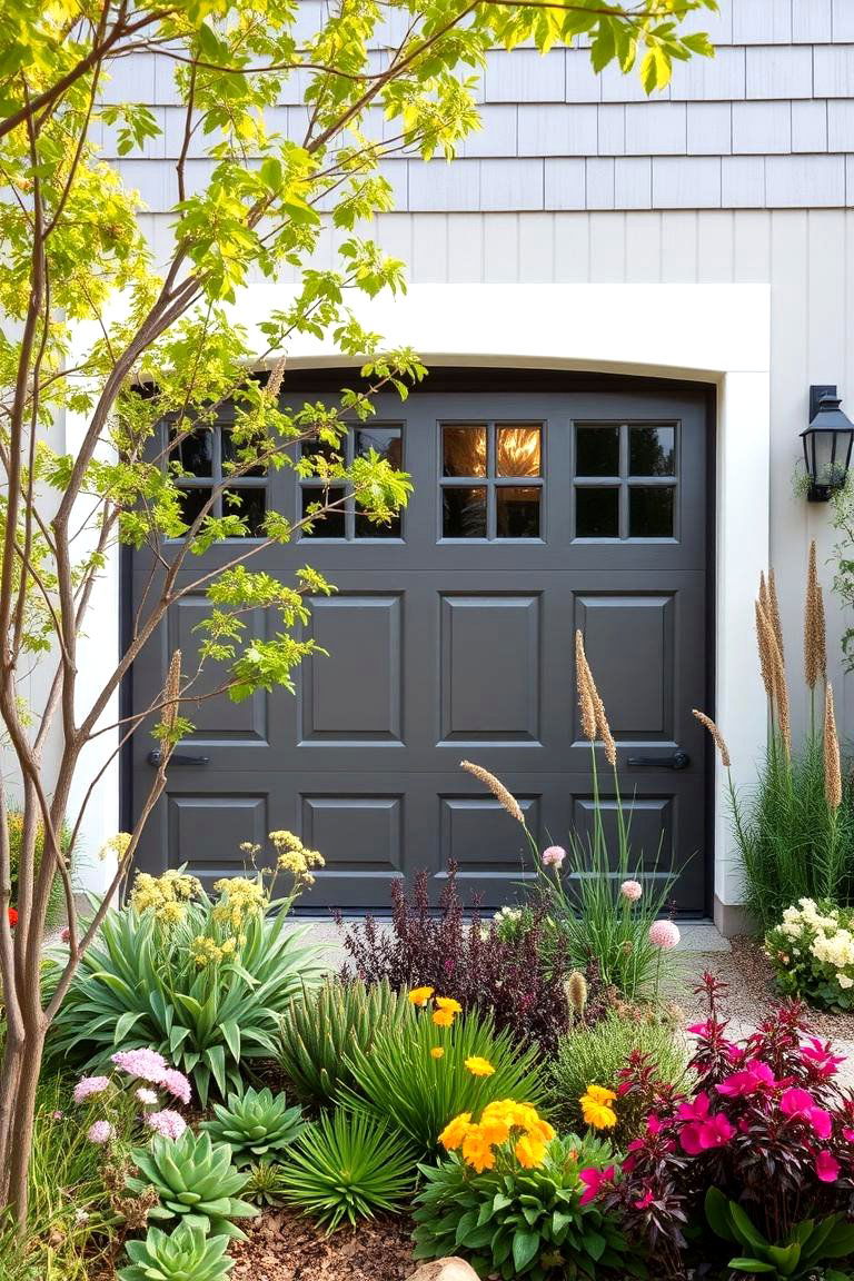 Native Plant Landscaping for a Harmonious Look - 24 Green Garage Door Ideas
