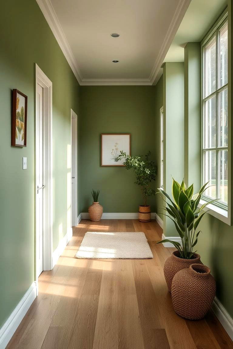 Natural Ambience with Eco Friendly Paint - 24 Green Hallway Ideas