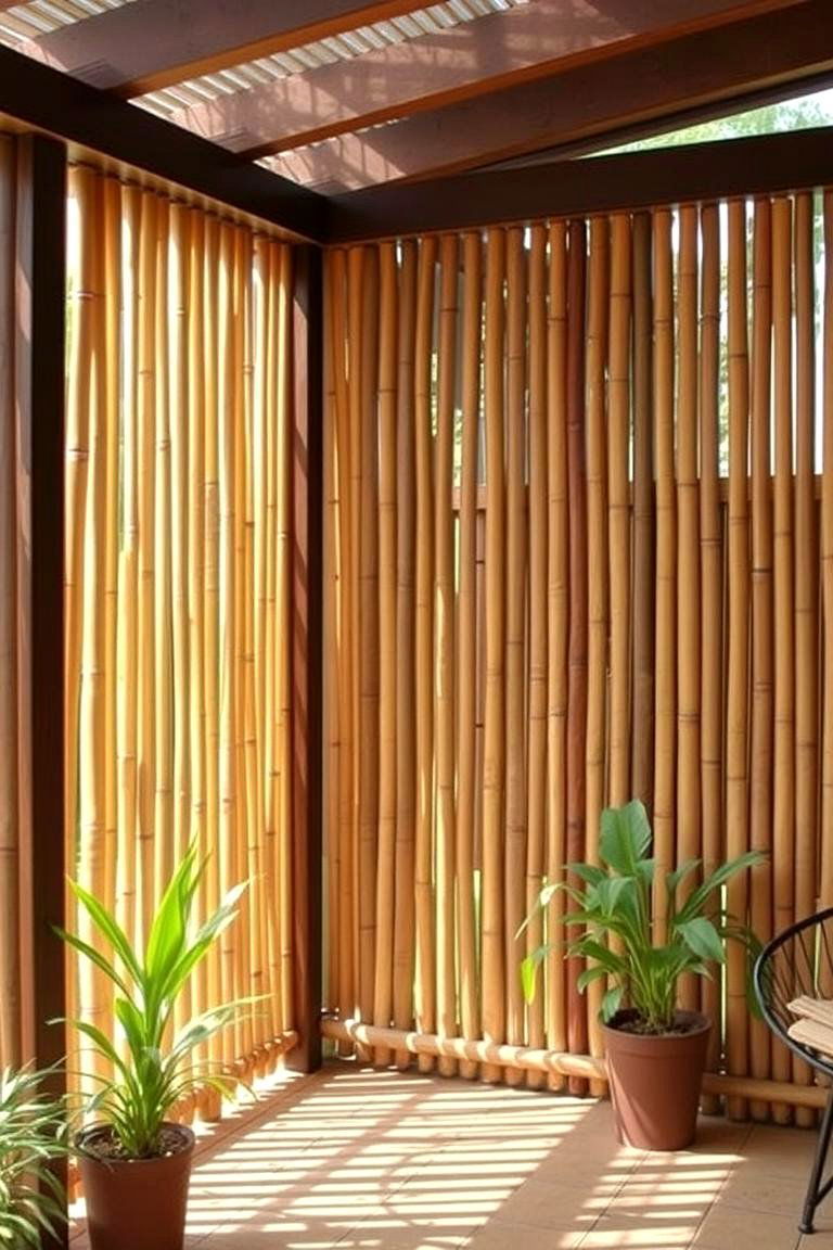 Natural Bamboo Screen Wall - 24 Patio Wall Ideas