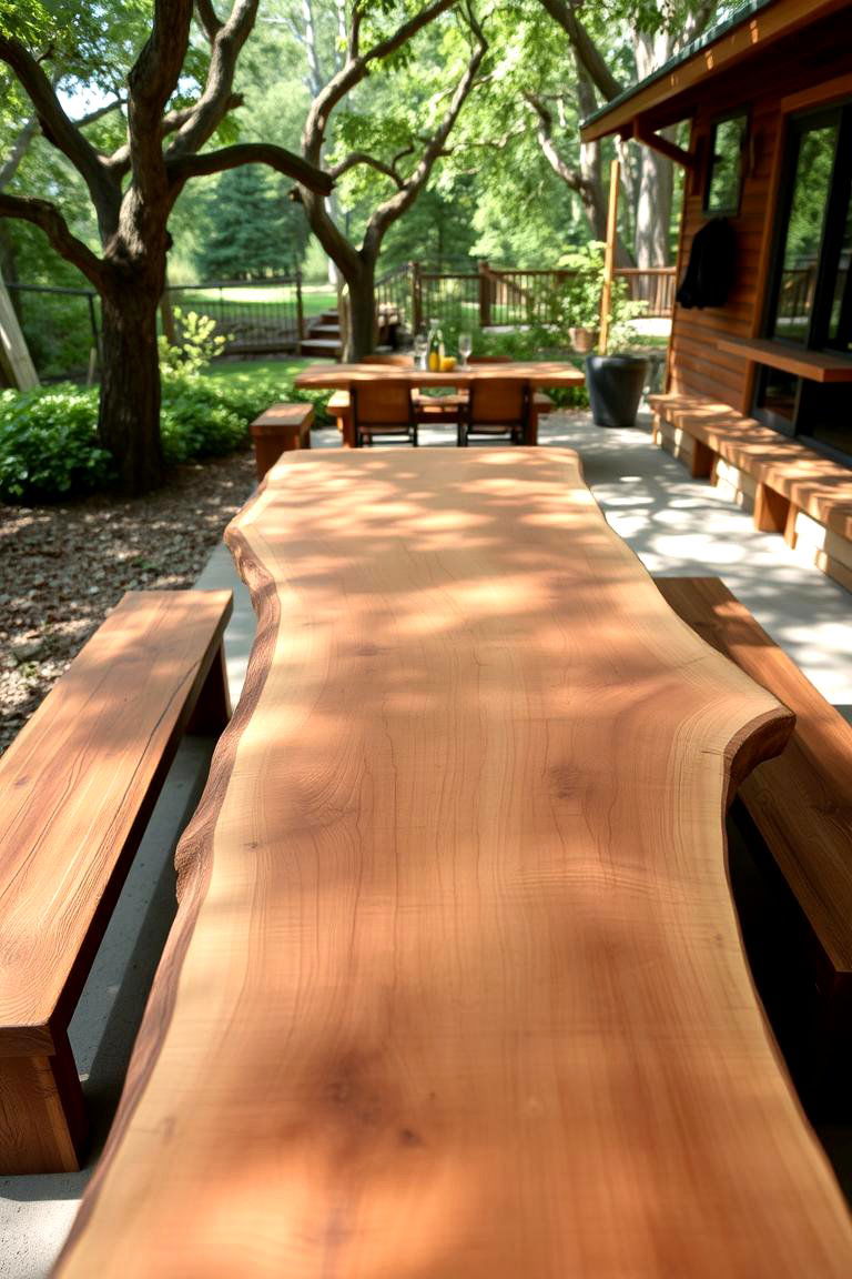 Natural Beauty of Treated Wood Slabs - 24 Outdoor Countertop Ideas
