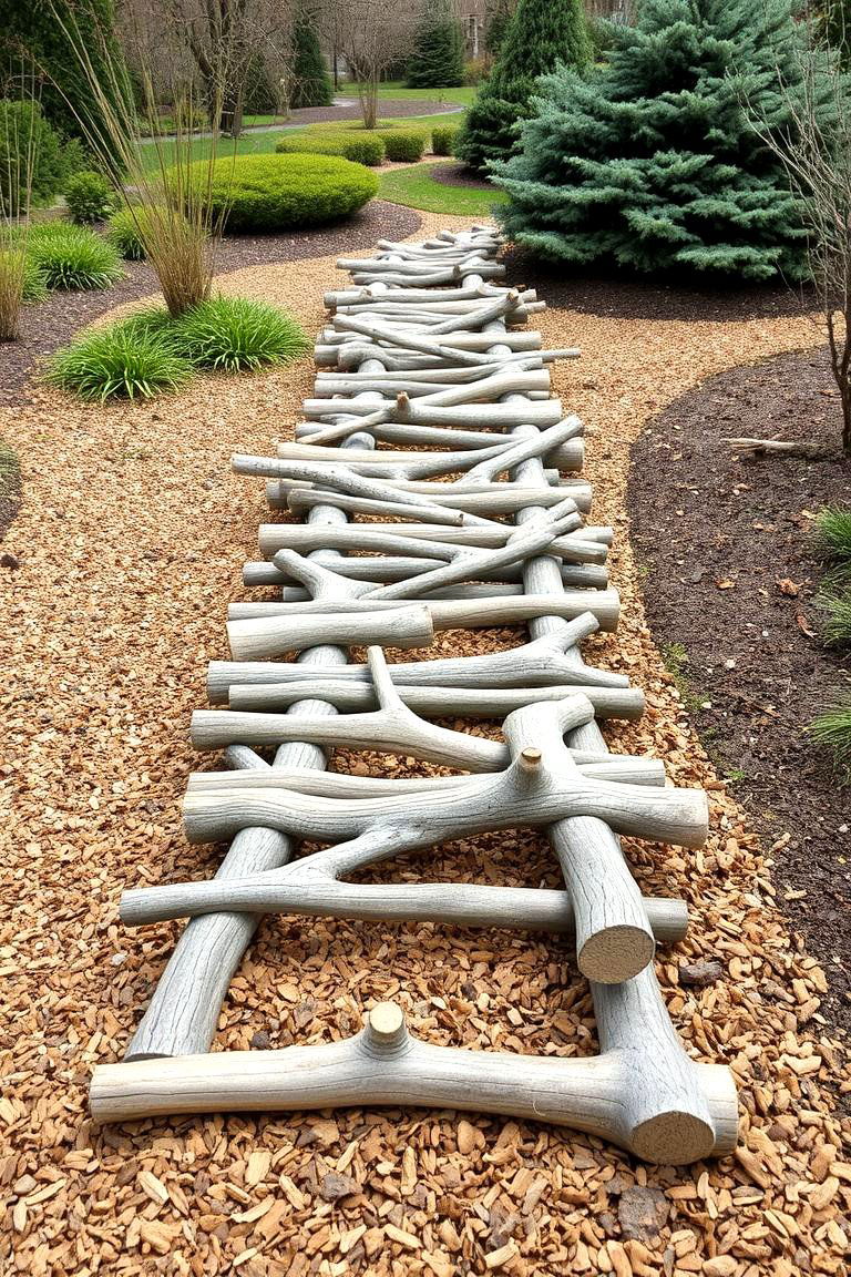 Natural Branch Wooden Walkway - 24 Wooden Walkway Ideas