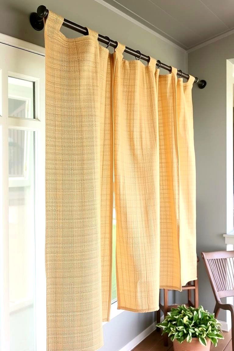 Natural Burlap Outdoor Curtains - 24 Rustic Front Porch Ideas