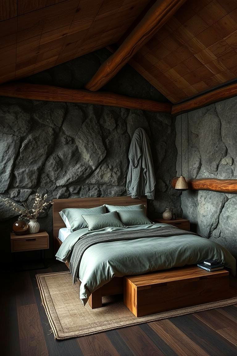 Natural Dark Elements - 24 Dark Bedroom Ideas