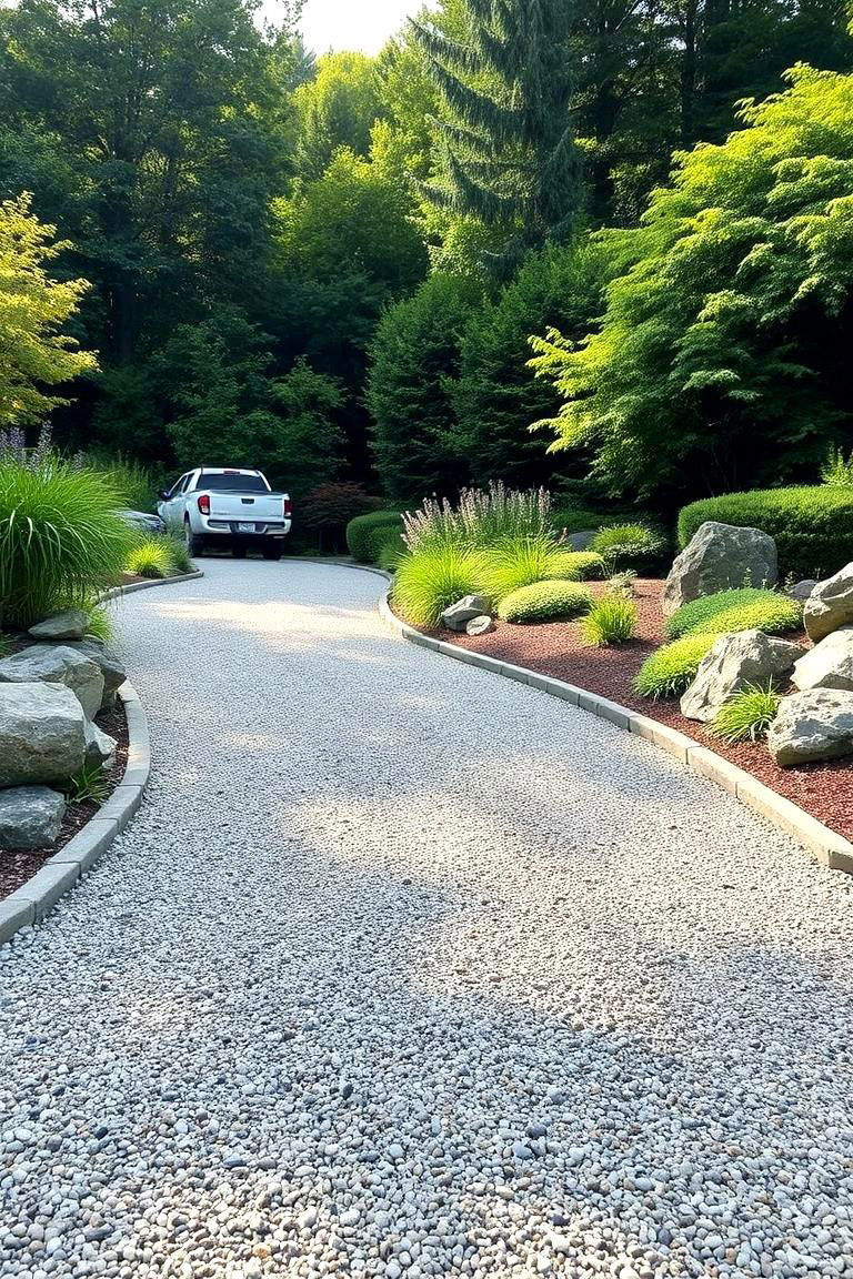 Natural Edge Gravel Driveway - 24 Gravel Driveway Ideas