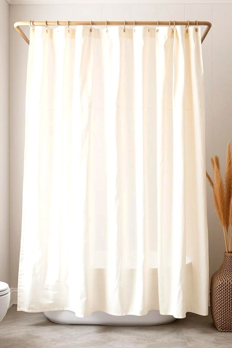 Natural Elegance of Linen or Cotton Shower Curtain - 24 Shower Curtain Ideas