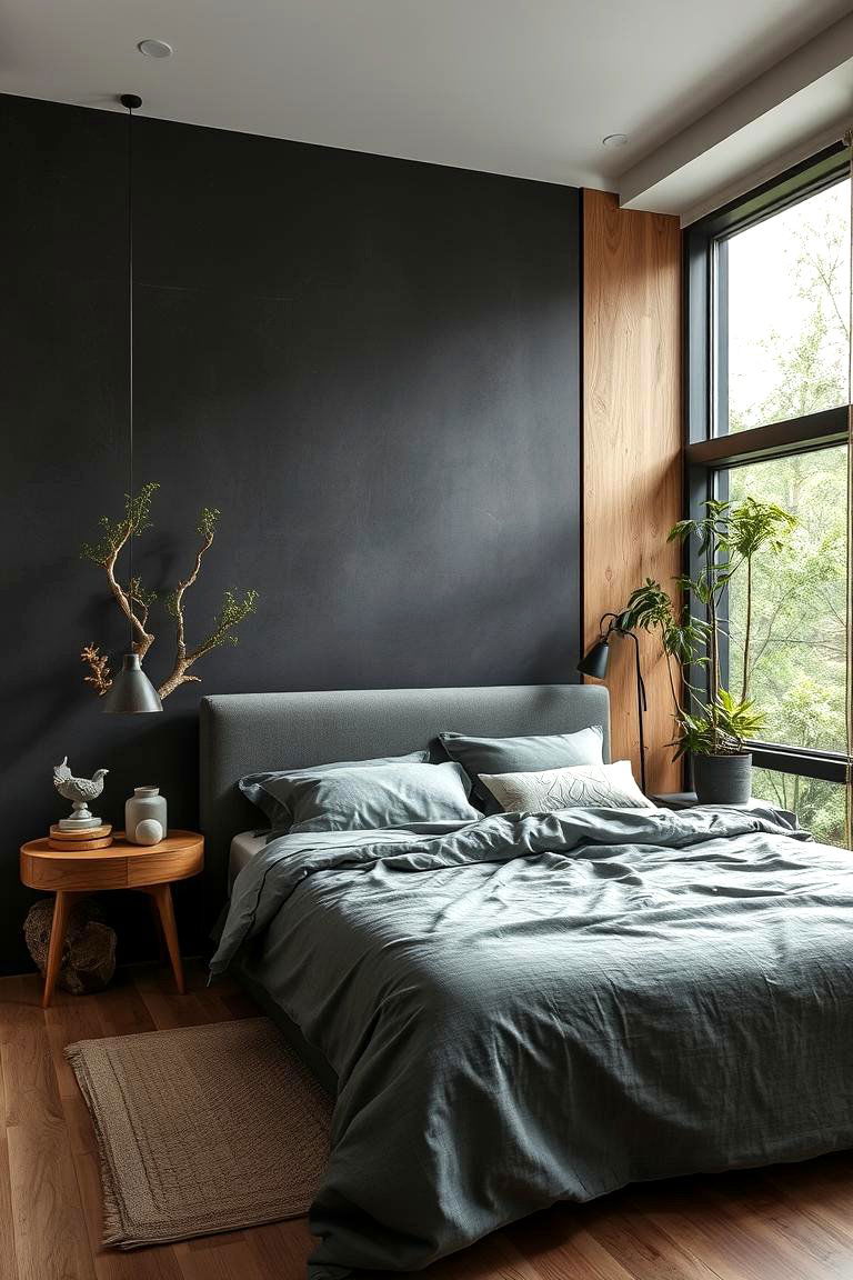 Natural Elements Integration - 24 Dark Grey Bedroom Ideas