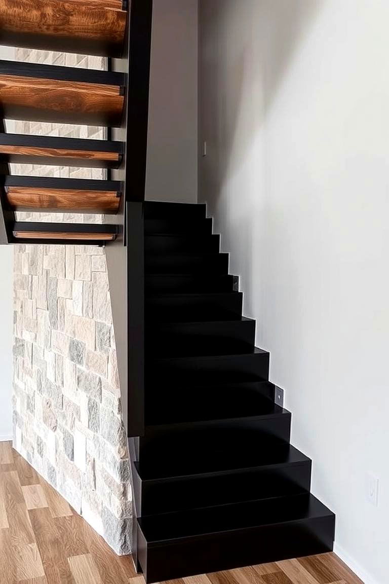 Natural Elements Integration - 24 black staircase ideas