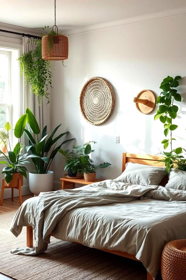 Natural Elements and Indoor Plants - 24 Hippie Bedroom Ideas