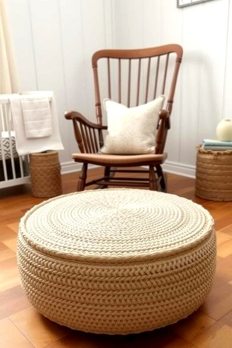 Natural Fiber Ottoman - 24 Rustic Nursery Ideas
