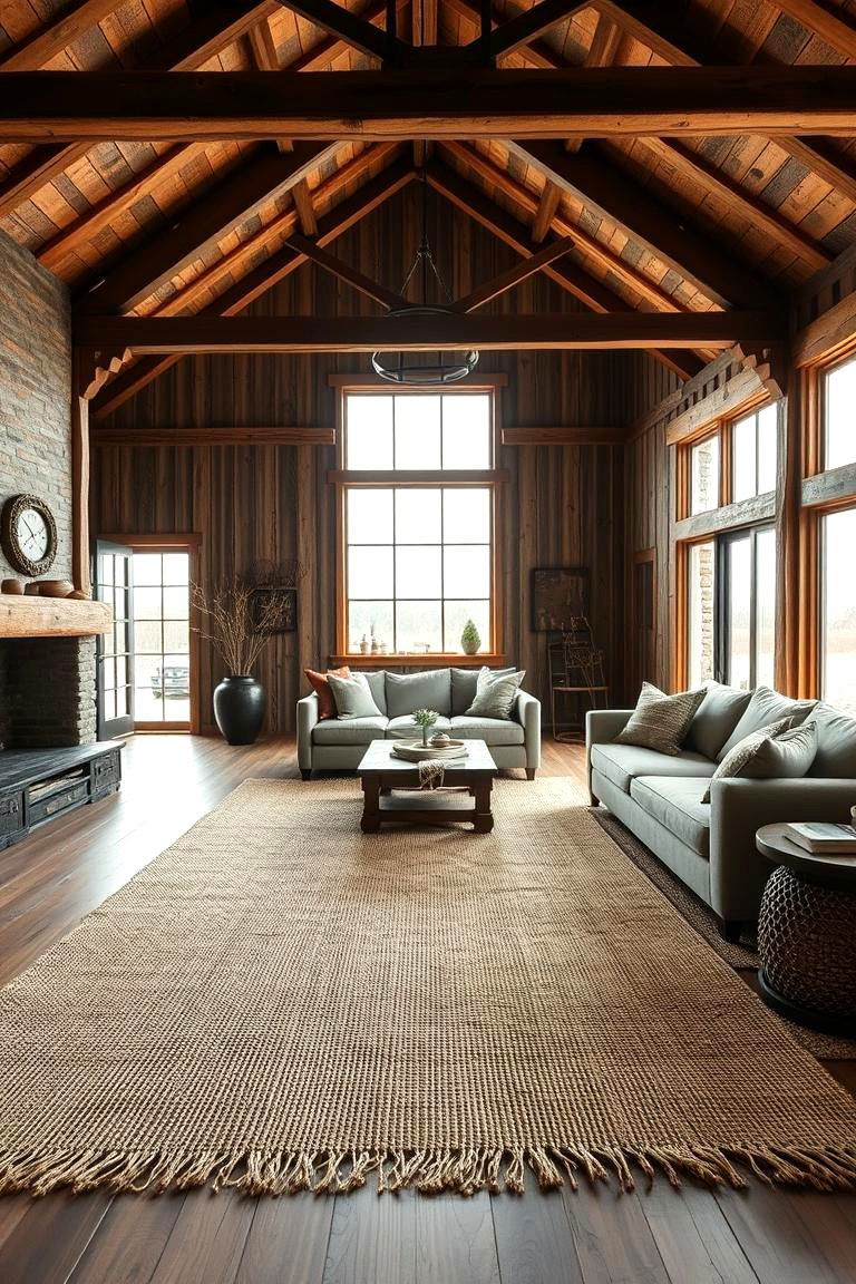 Natural Fiber Rugs - 24 Rustic Barndominium Interior Design Ideas