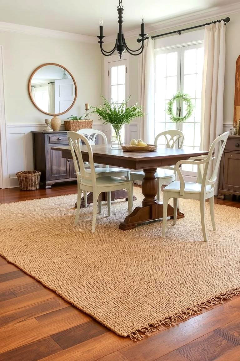 Natural Fiber Rugs - 24 French Country Dining Room Ideas
