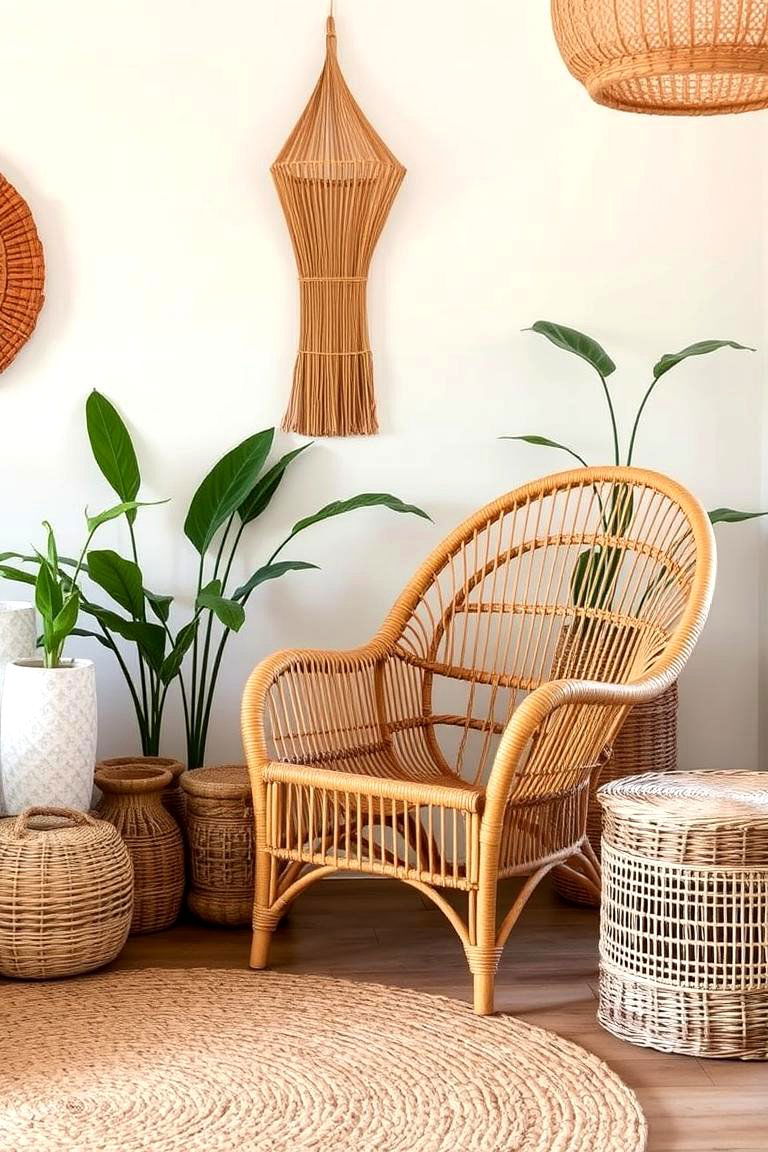 Natural Fibers and Wicker Furniture - 24 70s Bedroom Decor Ideas