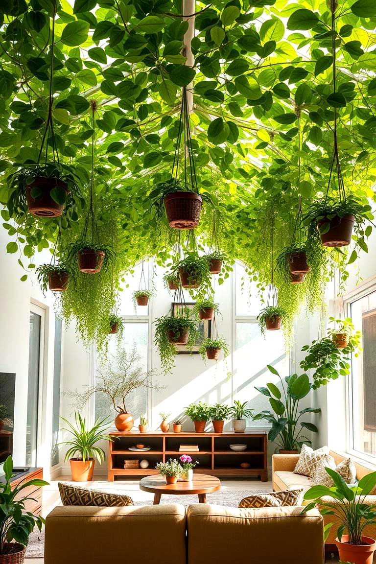 Natural Green Ceiling - 24 Living Room Ceiling Ideas