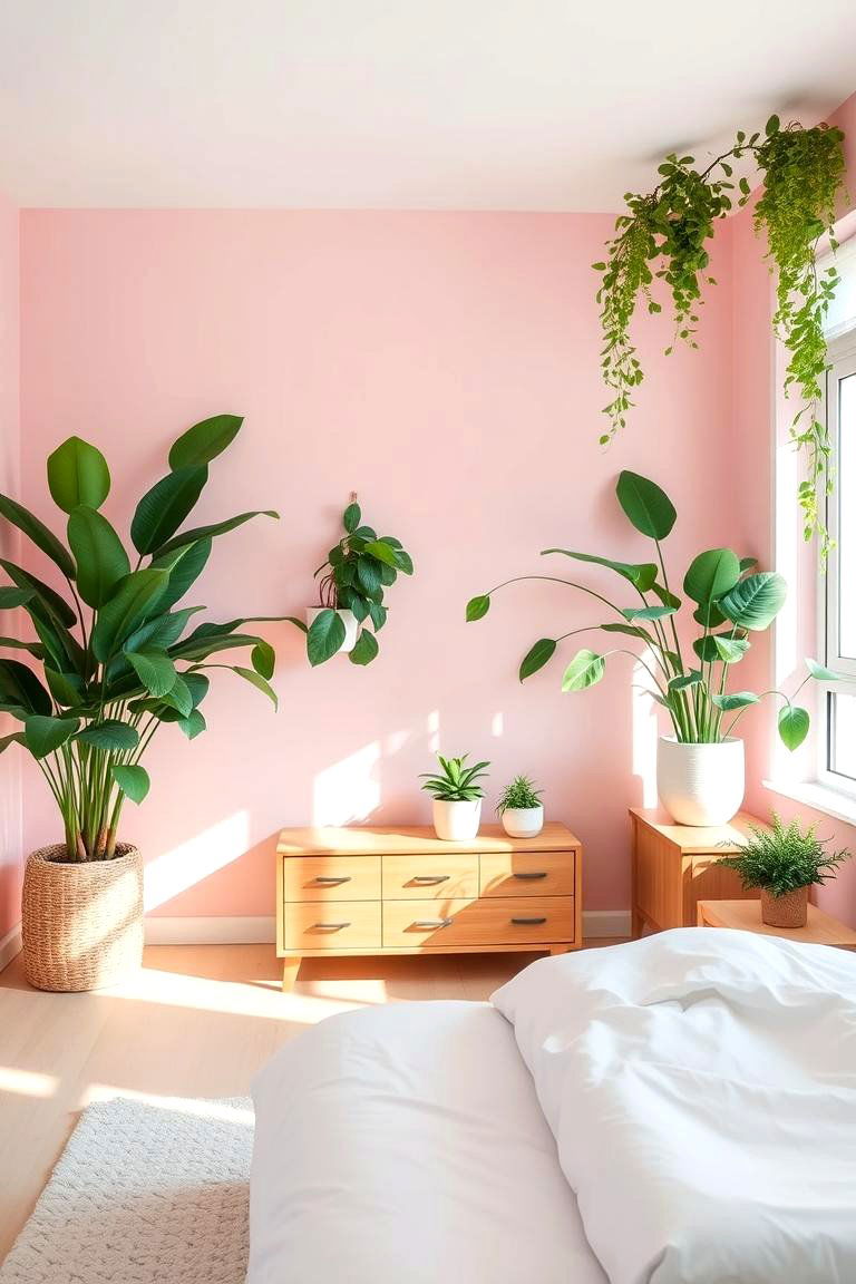 Natural Greenery Abundance - 24 Pink and Green Bedroom Ideas
