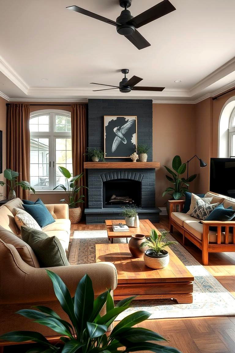 Natural Harmony Living Room - 24 Black and Brown Living Room Ideas
