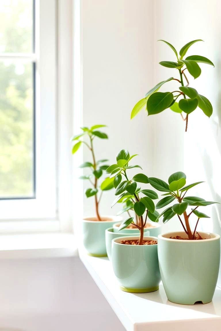Natural Harmony Plants in Sage Green Pots - 24 Sage Green Decor Ideas