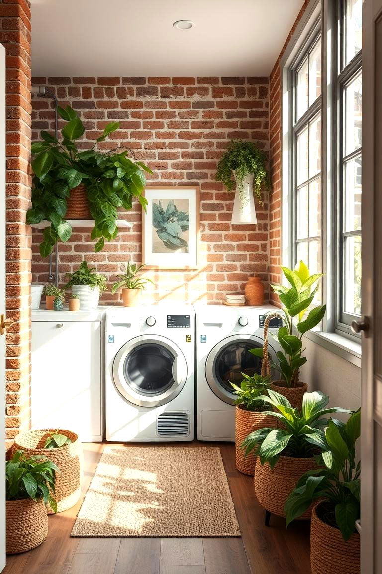 Natural Harmony - 24 Brick Floor Laundry Room Ideas