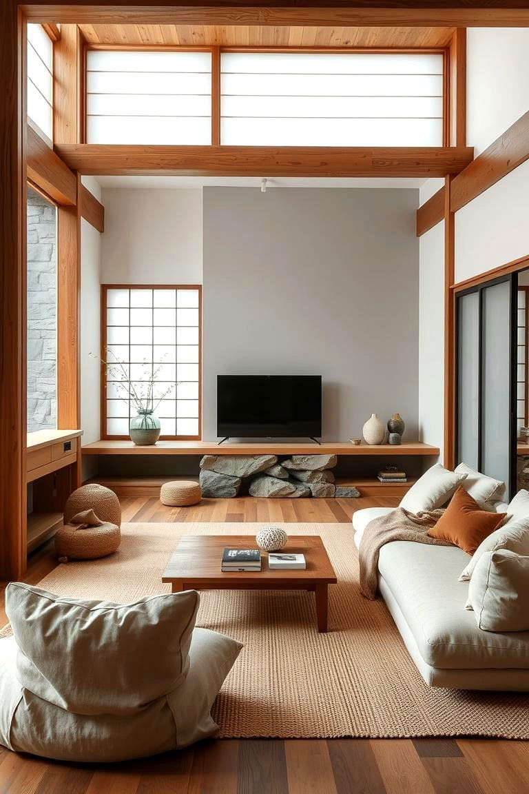Natural Japanese Elements - 24 Asian Living Room Ideas