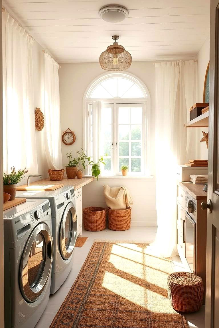 Natural Light Infusion - 24 Boho Laundry Room Ideas