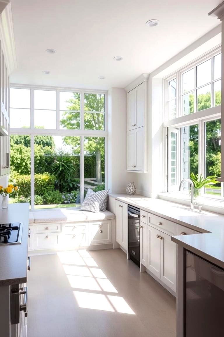 Natural Light Maximization with Large Windows - 24 U Shaped Kitchen Ideas