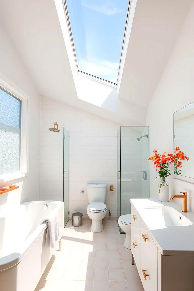 Natural Light Optimization - 24 Large Bathroom Ideas