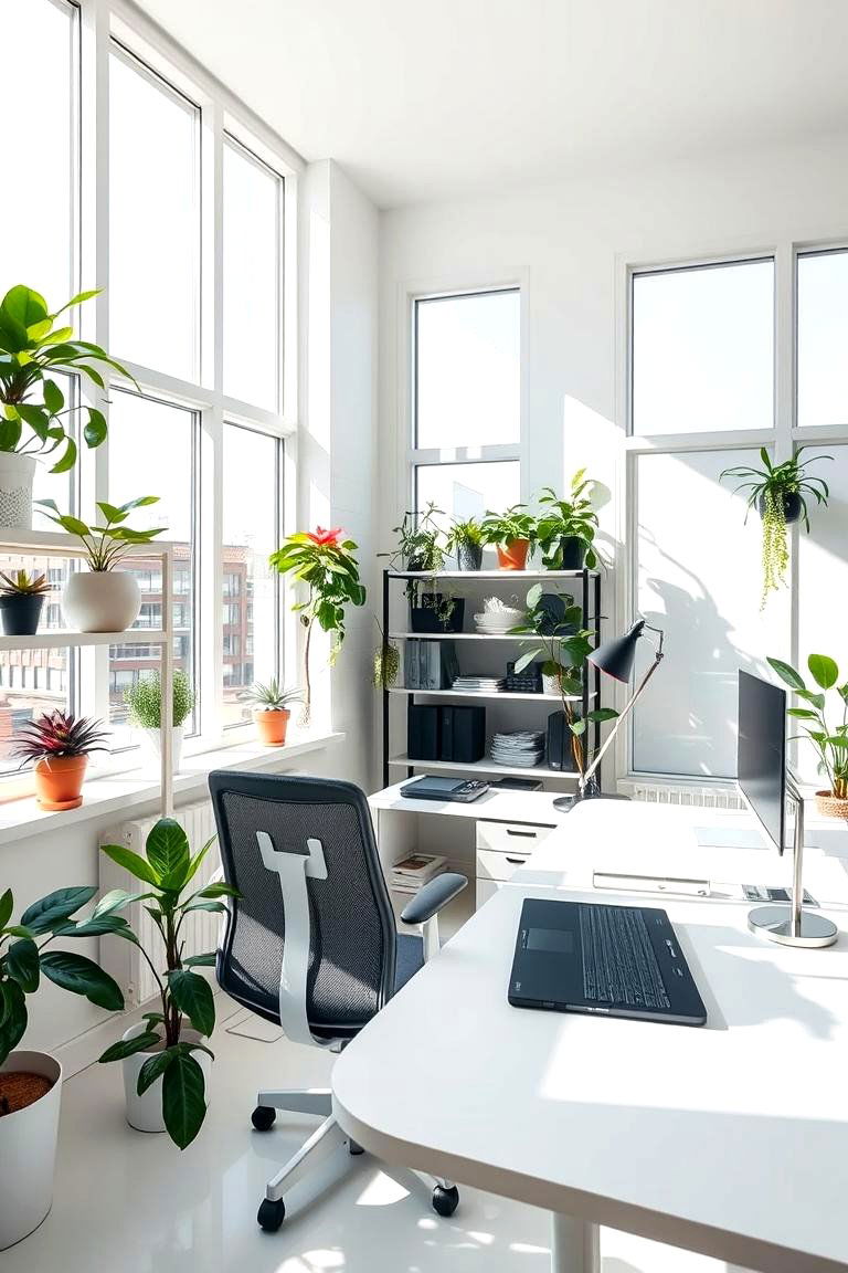 Natural Light and Indoor Plants for Well being - 24 Man Cave Office Ideas