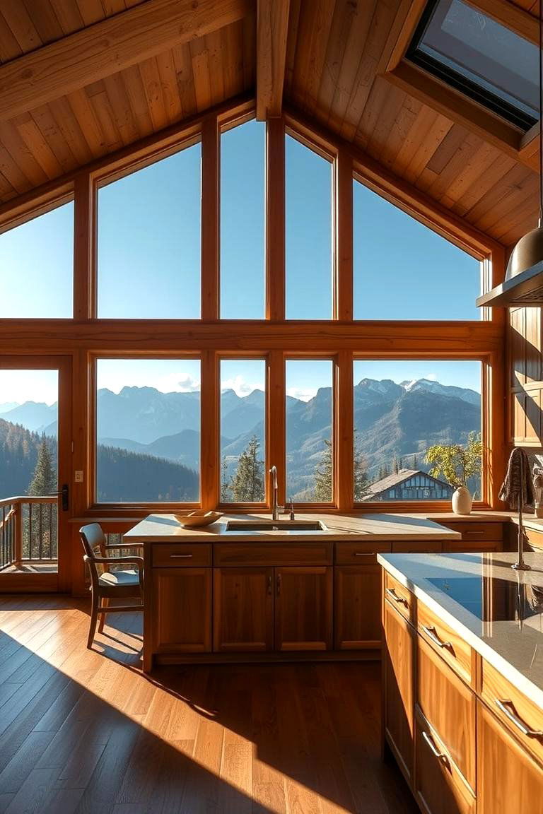 Natural Light through Expansive Windows - 24 Mountain House Kitchen Ideas