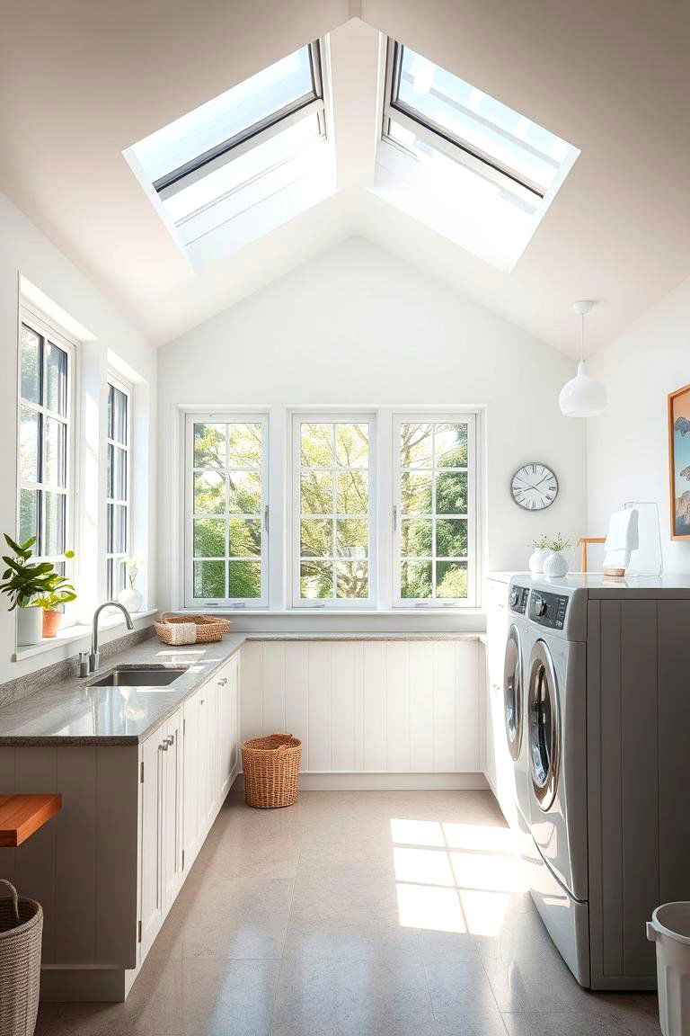 Natural Lighting with Skylights - 24 Green Laundry Room Ideas