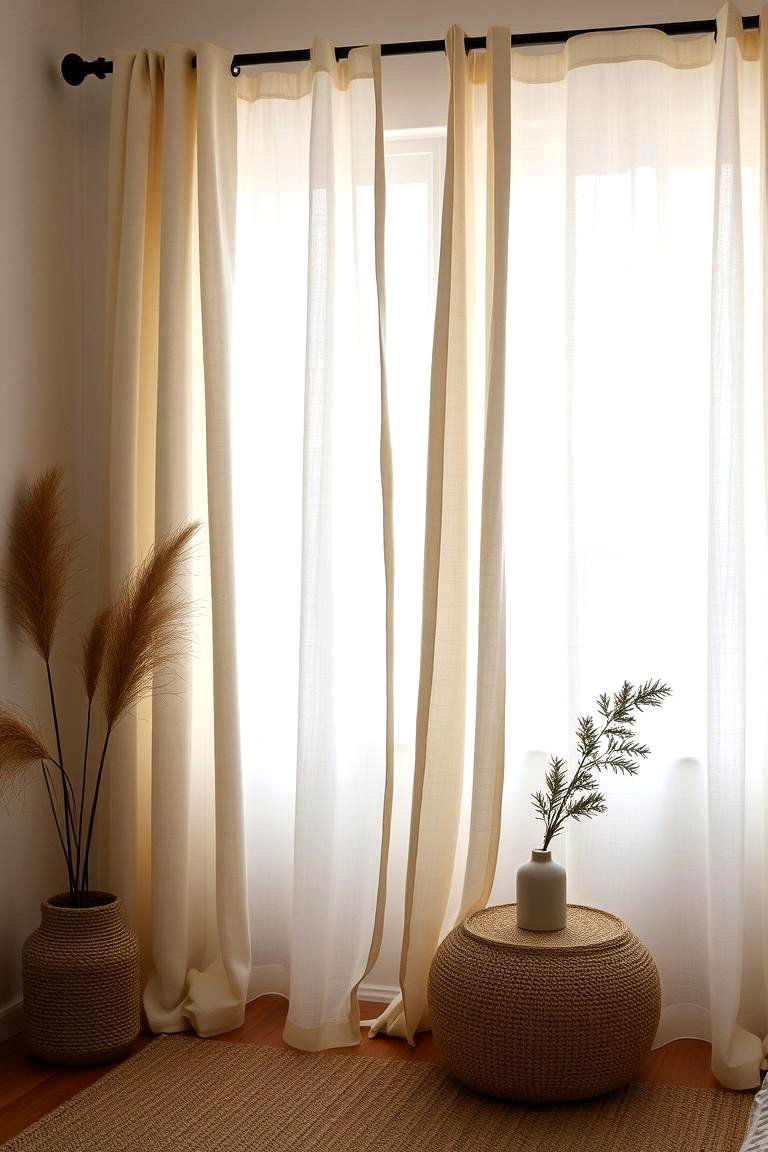 Natural Linen Simple Boho Charm - 24 Boho Curtain Ideas