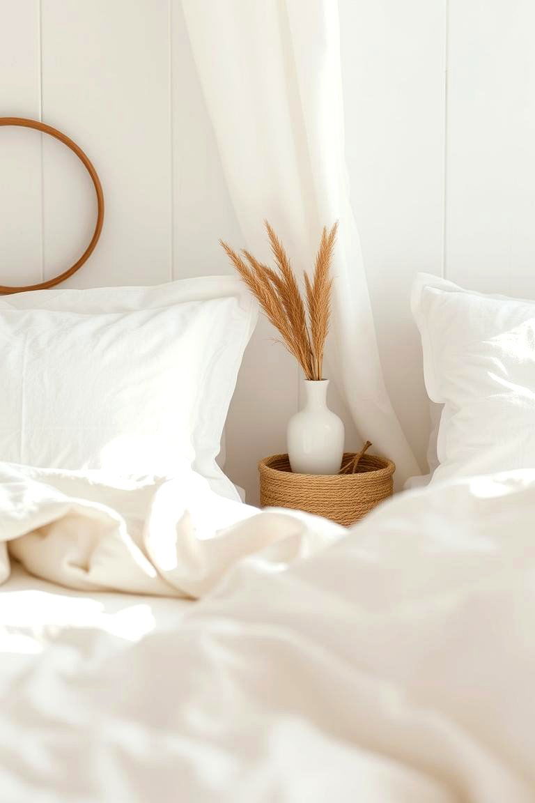 Natural Linen Textiles - 24 Small White Bedroom Ideas