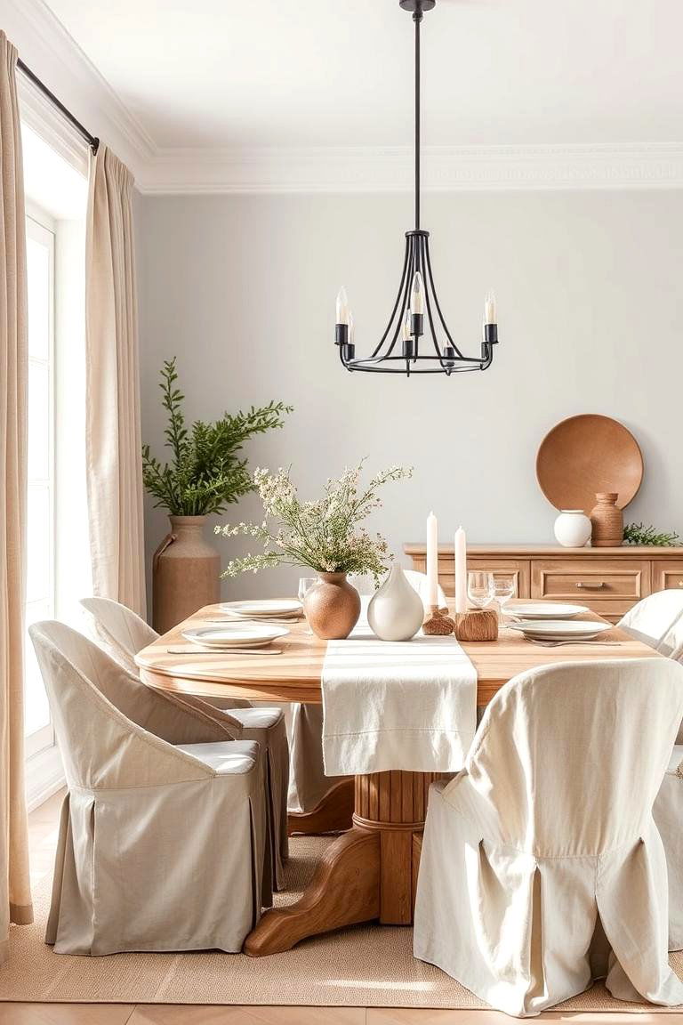 Natural Linen and Cotton Textiles - 24 Colonial Dining Room Ideas