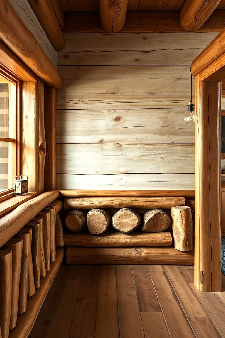 Natural Log Accents - 24 Rustic Wainscoting Ideas