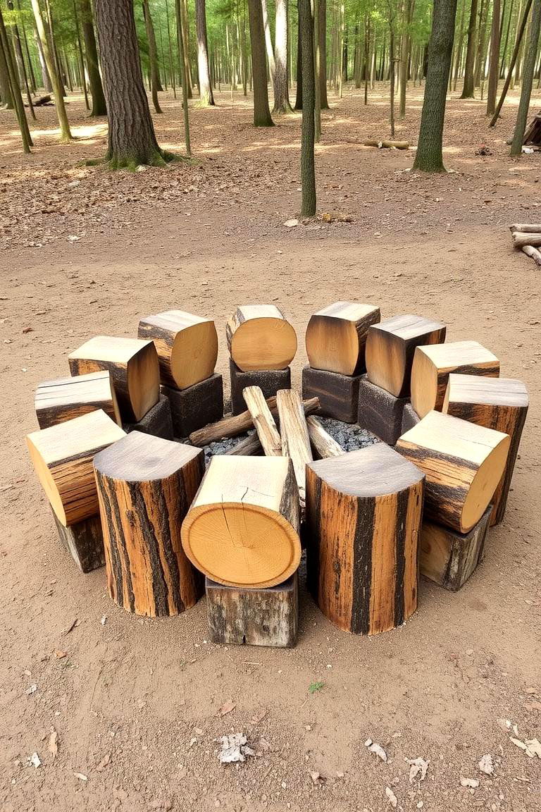 Natural Log Ring Fire Pit - 24 Rustic Fire Pit Ideas