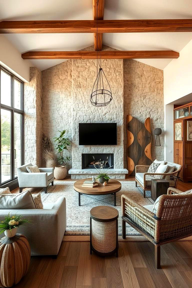 Natural Material Accents - 24 Joanna Gaines Living Room Ideas