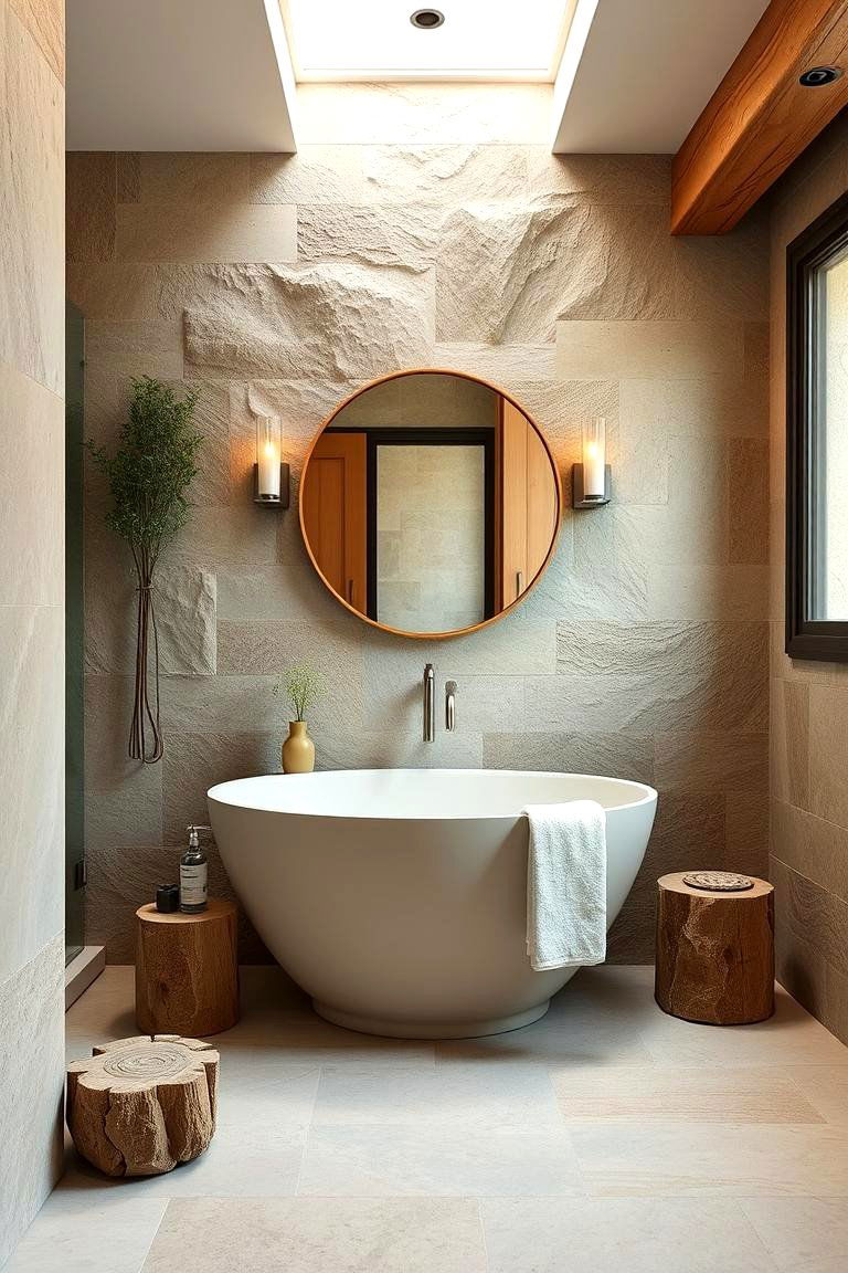 Natural Material Emphasis - 24 Sage Green and Cream Bathroom Ideas