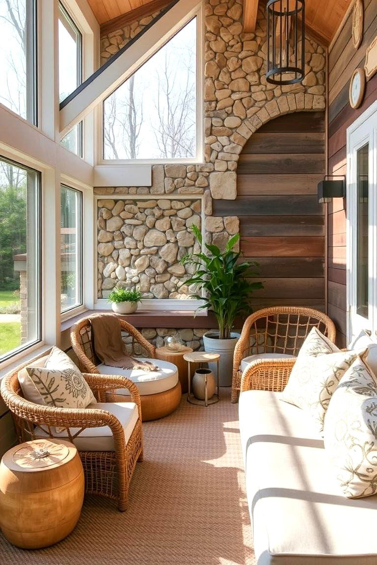 Natural Material Harmony - 24 Mid-century Modern Sunroom Ideas