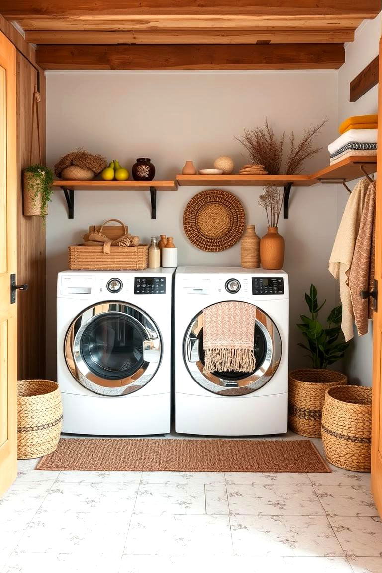 Natural Materials and Eco Friendly Decor - 24 Boho Laundry Room Ideas