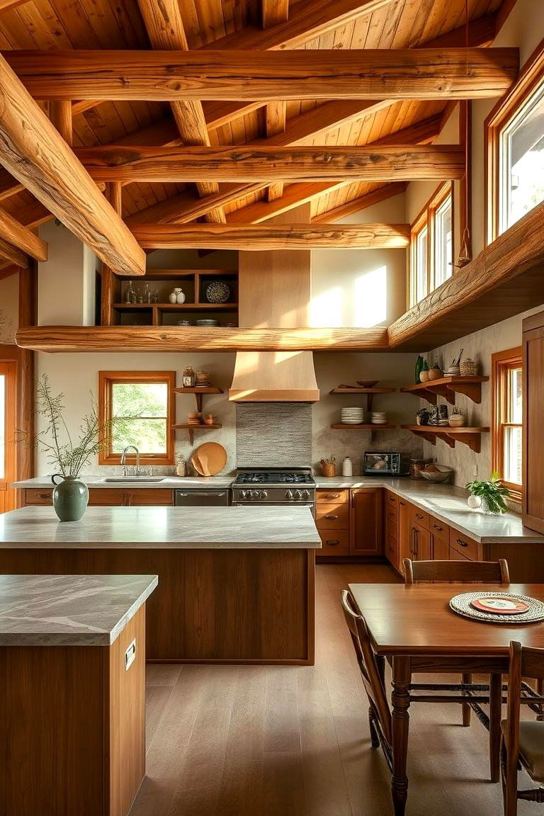 Natural Materials for an Earthy Feel - 24 Split Level Kitchen Design Ideas