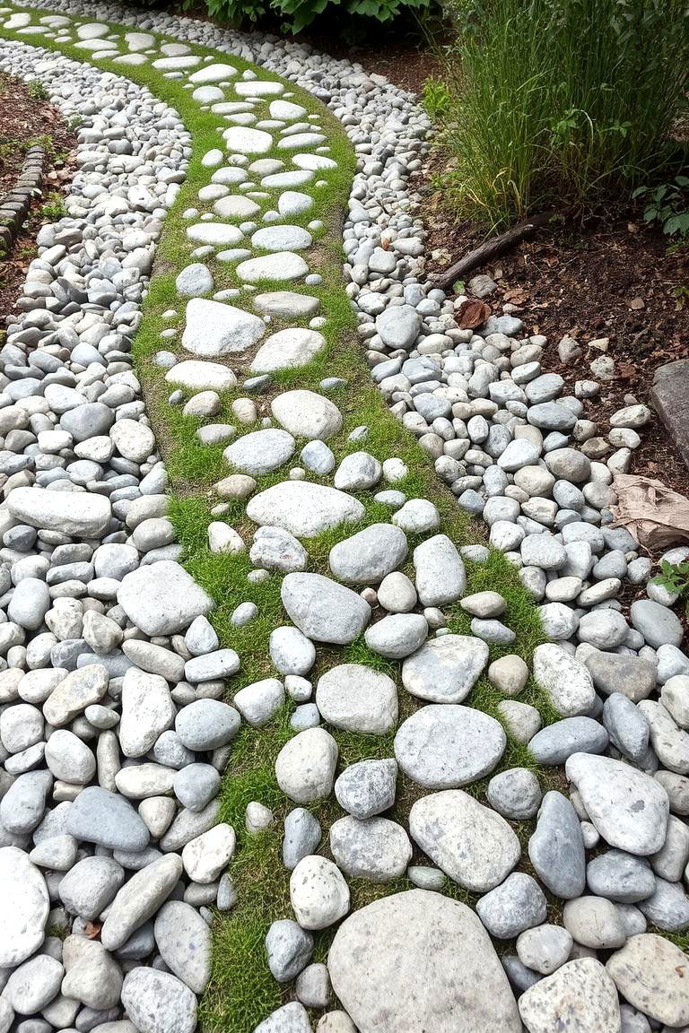 Natural Pebble Path - 24 Curved Walkway Ideas
